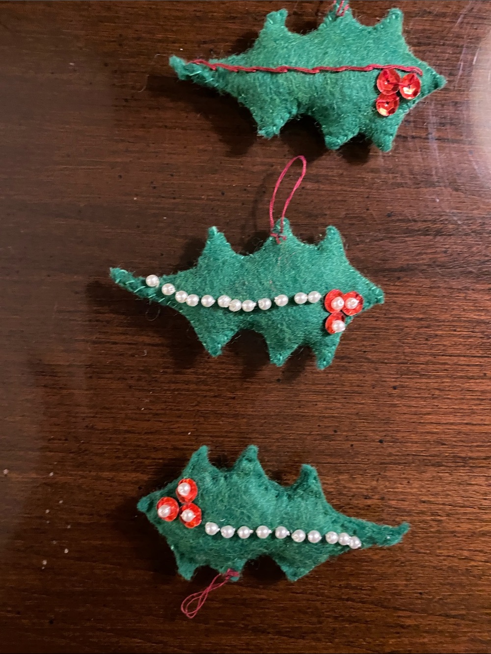 22 Handmade Felt & Needlepoint Christmas Ornaments • Crochet Snowflakes • 1971 - Picture 13 of 17